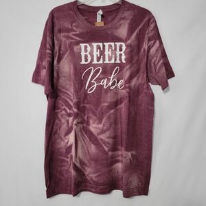 Maroon 'Beer Babe' Graphic Summer T-Shirt NEW with Tag Bella Canvas Soft Wms XL